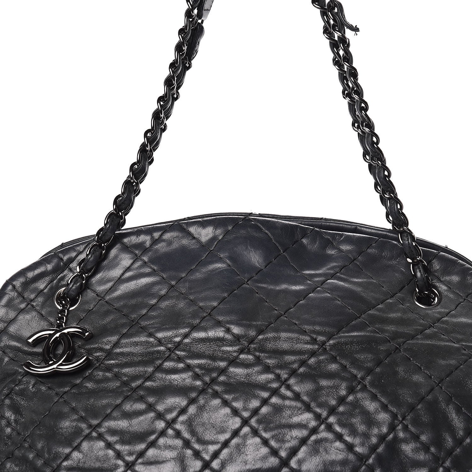 Chanel Iridescent Calfskin Large Just Mademoiselle Bowling Bag Black 15 of 15