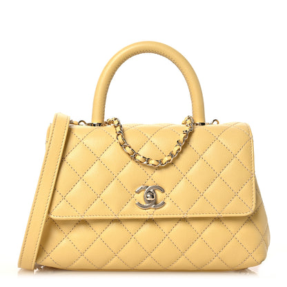 Chanel Caviar Quilted Mini Coco Handle Flap Yellow 1 of 18