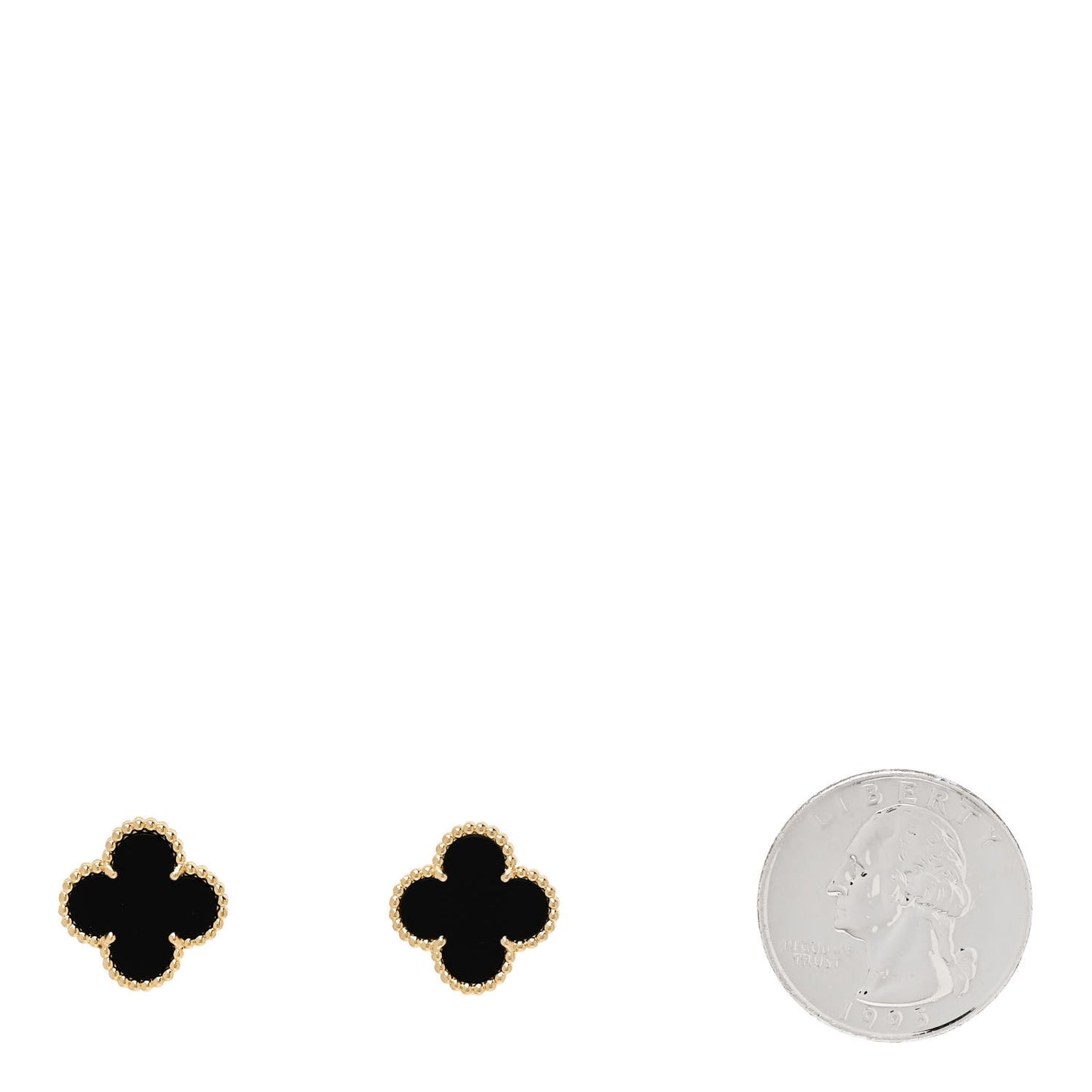 18k Yellow Gold Black Onyx Vintage Alhambra Earrings