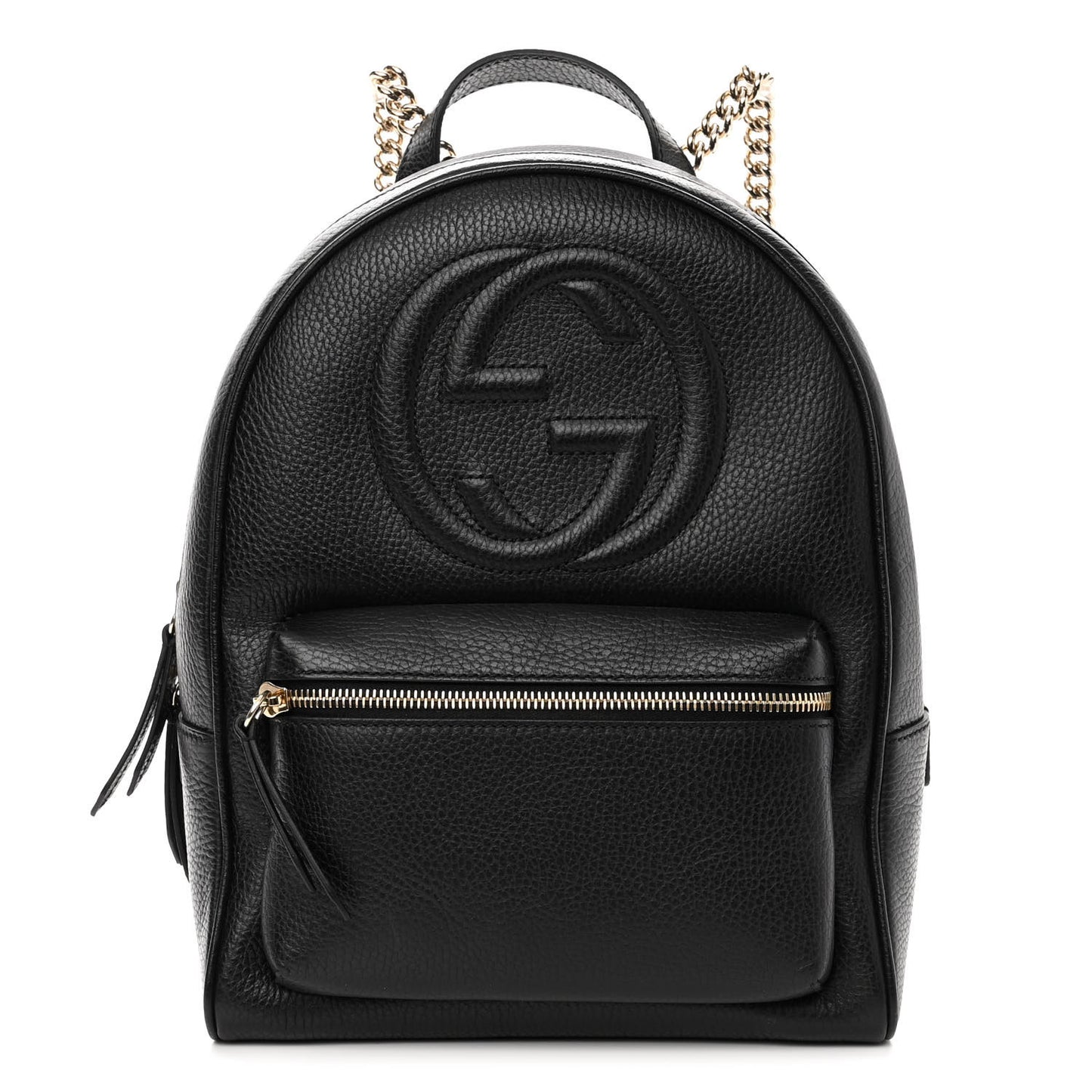 Pebbled Calfskin Soho Chain Backpack Black