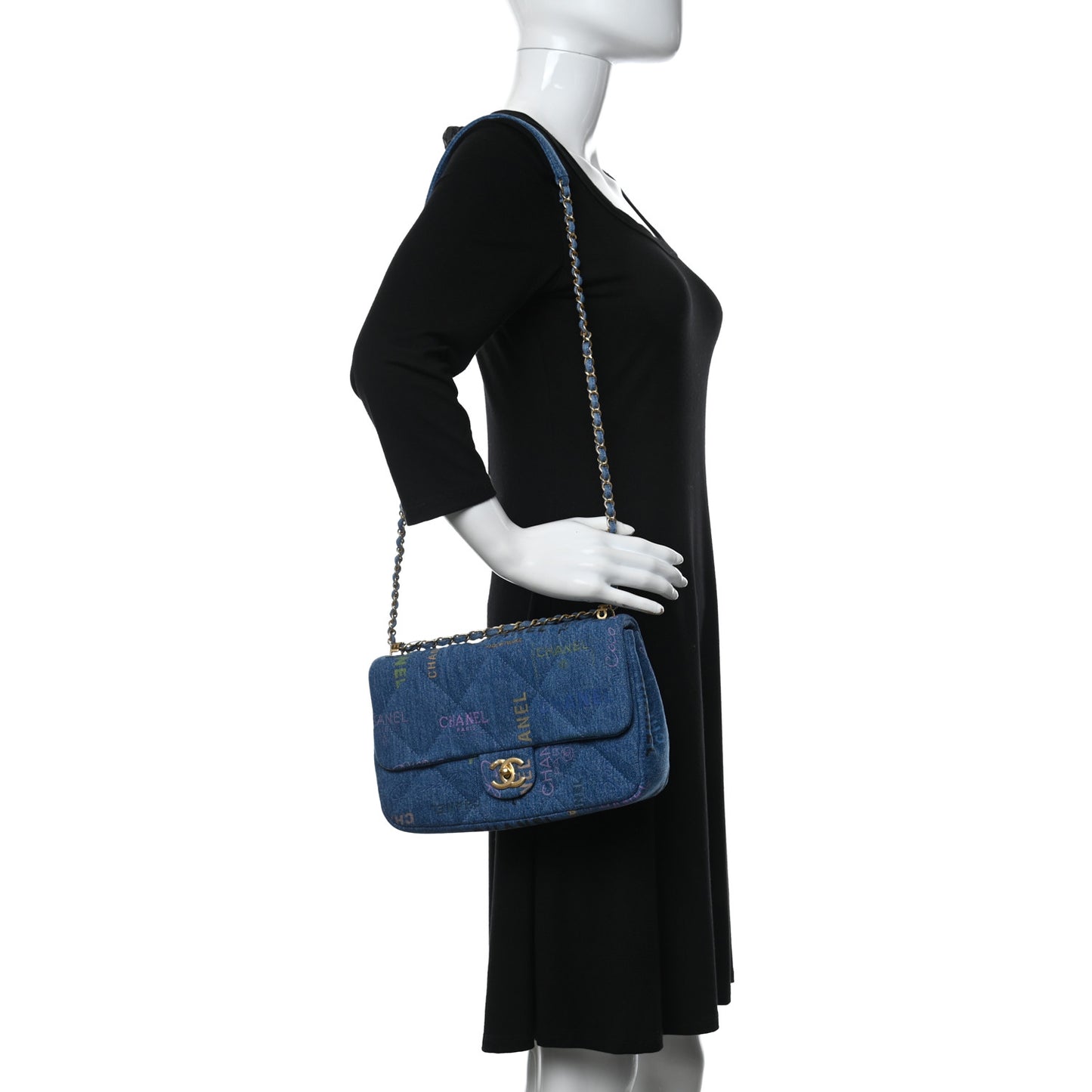 Denim Quilted Denim Large Mood Flap Blue Multicolor