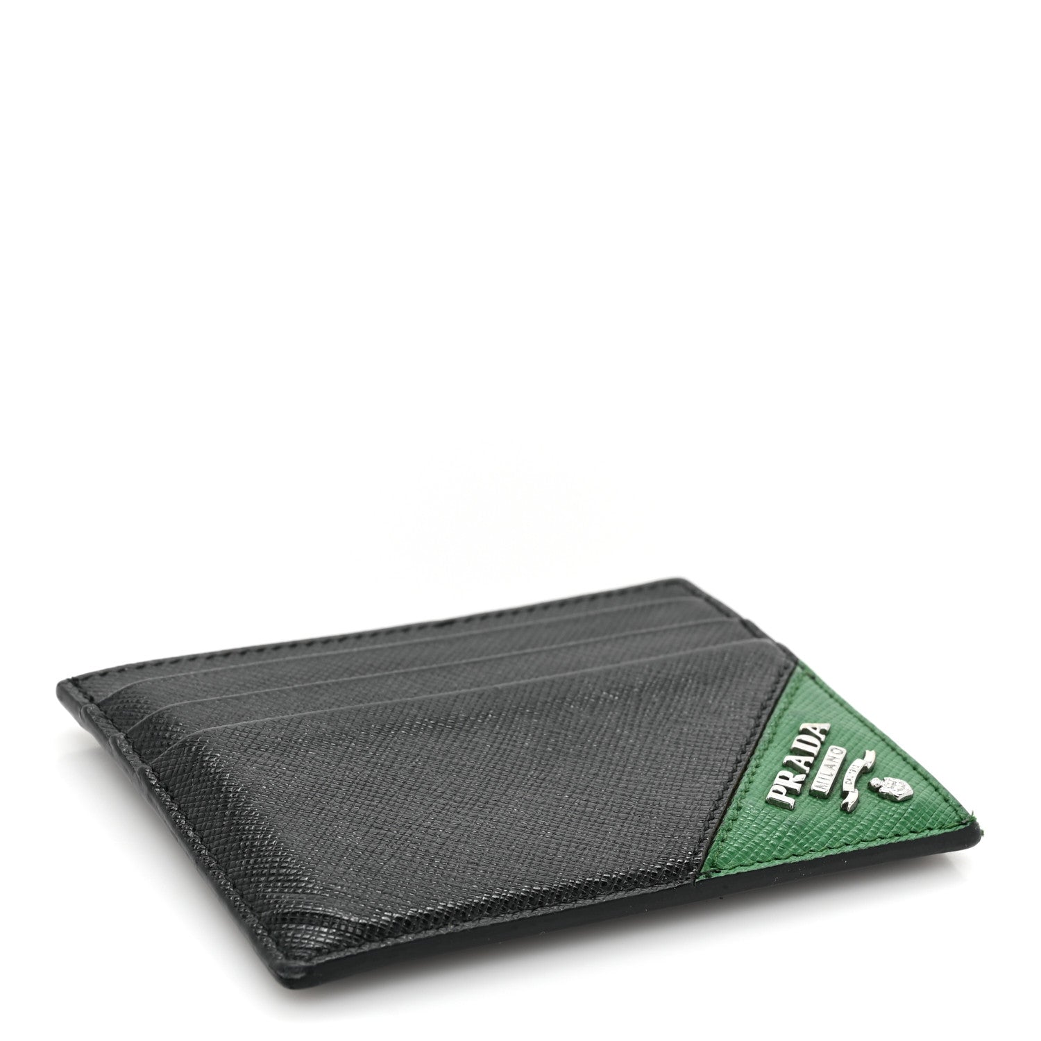 Prada Saffiano Card Holder Black Green 4 of 9