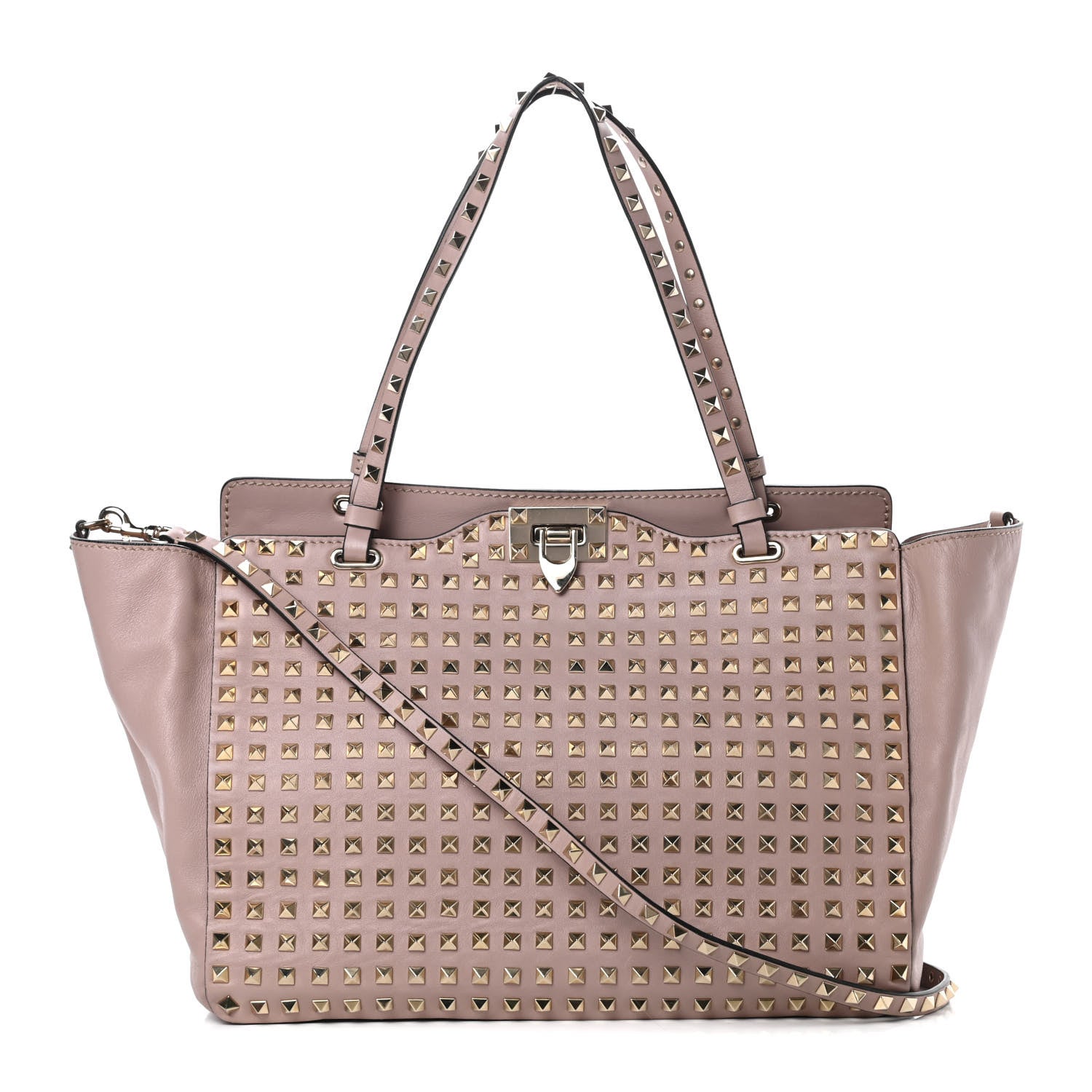 Valentino Garavani Vitello Medium Rockstud All Over Tote Poudre 1 of 12