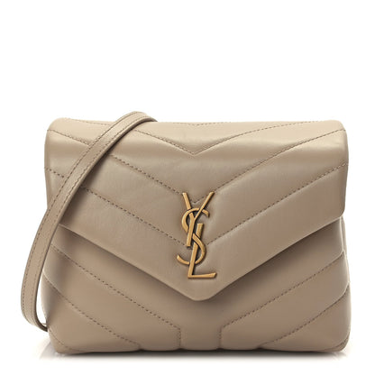 Saint Laurent Calfskin Y Quilted Monogram Toy Loulou Crossbody Bag Dark Beige 1 of 8