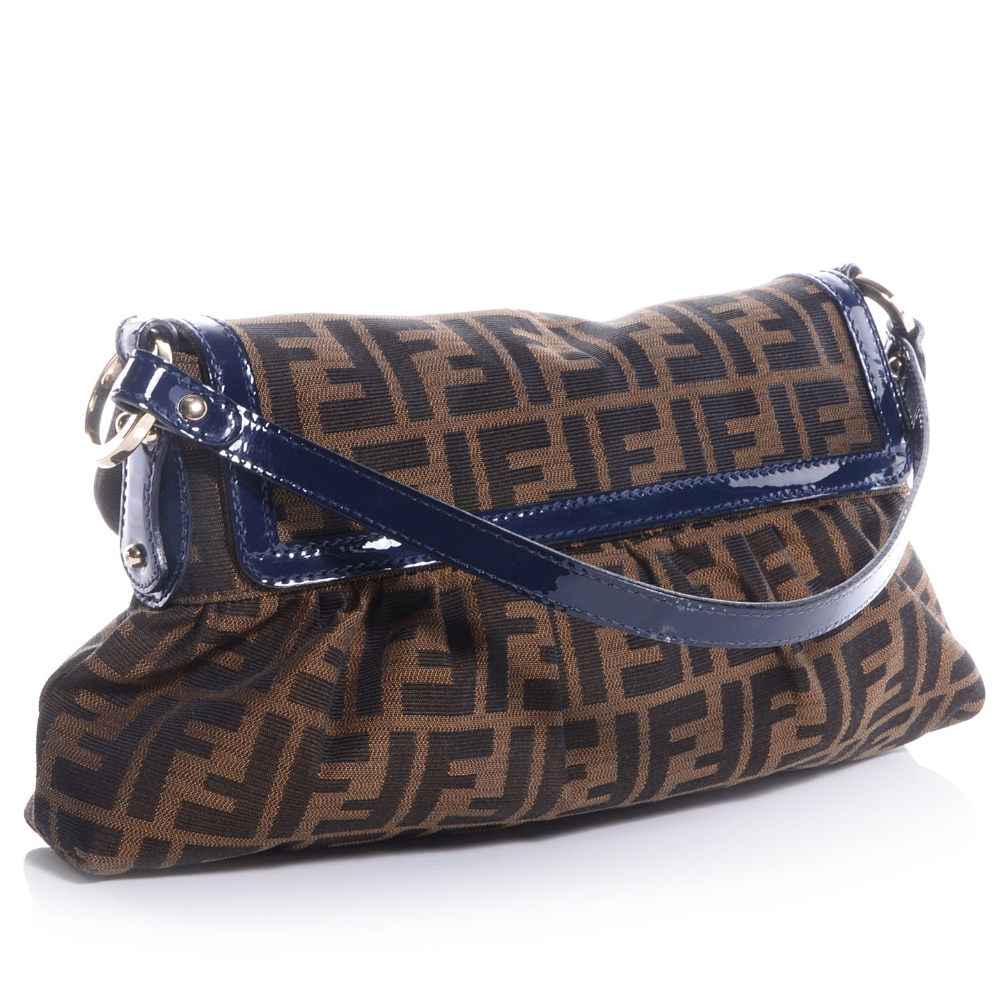 Zucca Patent Small Chef Shoulder Bag Tobacco Blue