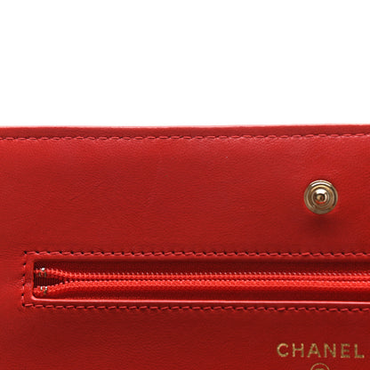 Chanel Lambskin Quilted Wallet On Chain WOC Red 12 of 14