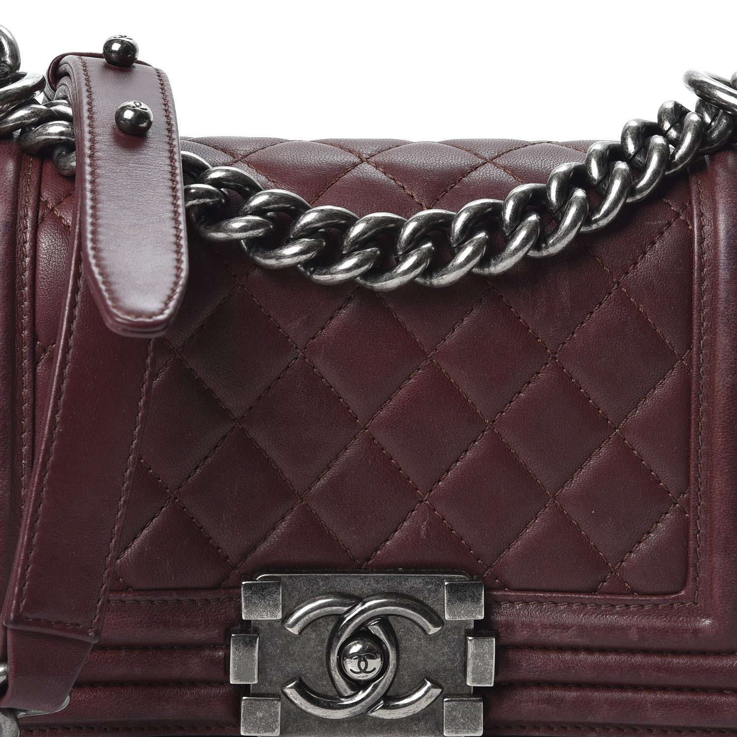 Chanel Lambskin Quilted Small Boy Flap Burgundy 11 of 11
