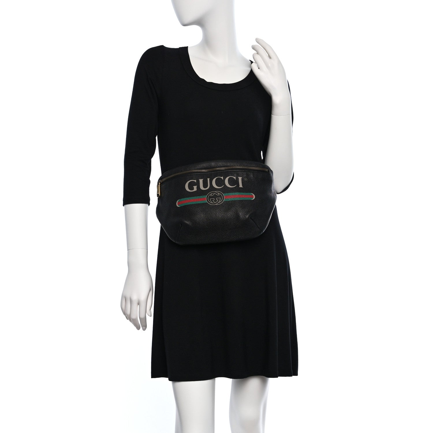 Gucci Grained Calfskin Logo Belt Bag Black 3 of 8
