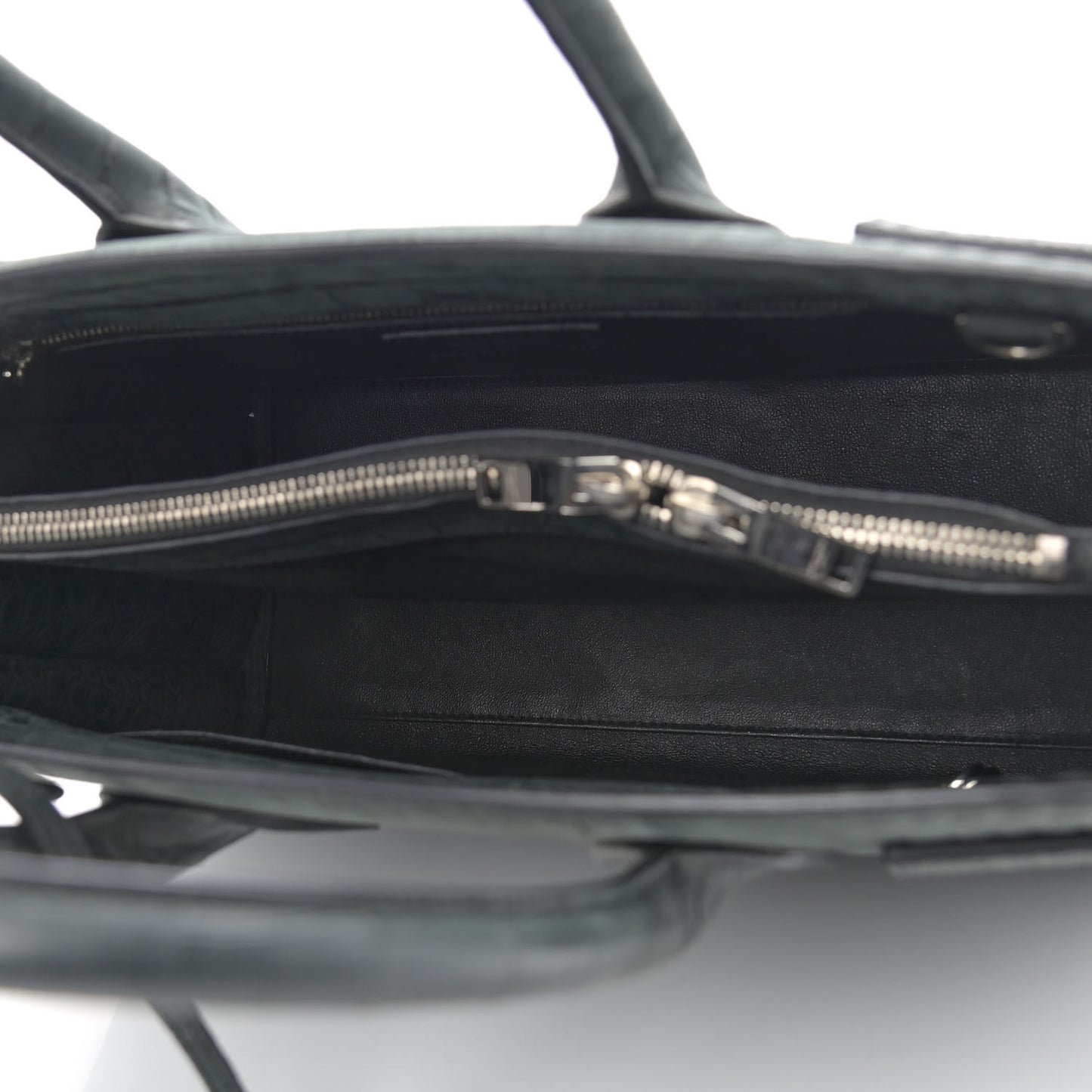 Calfskin Crocodile Embossed Small Sac de Jour Black