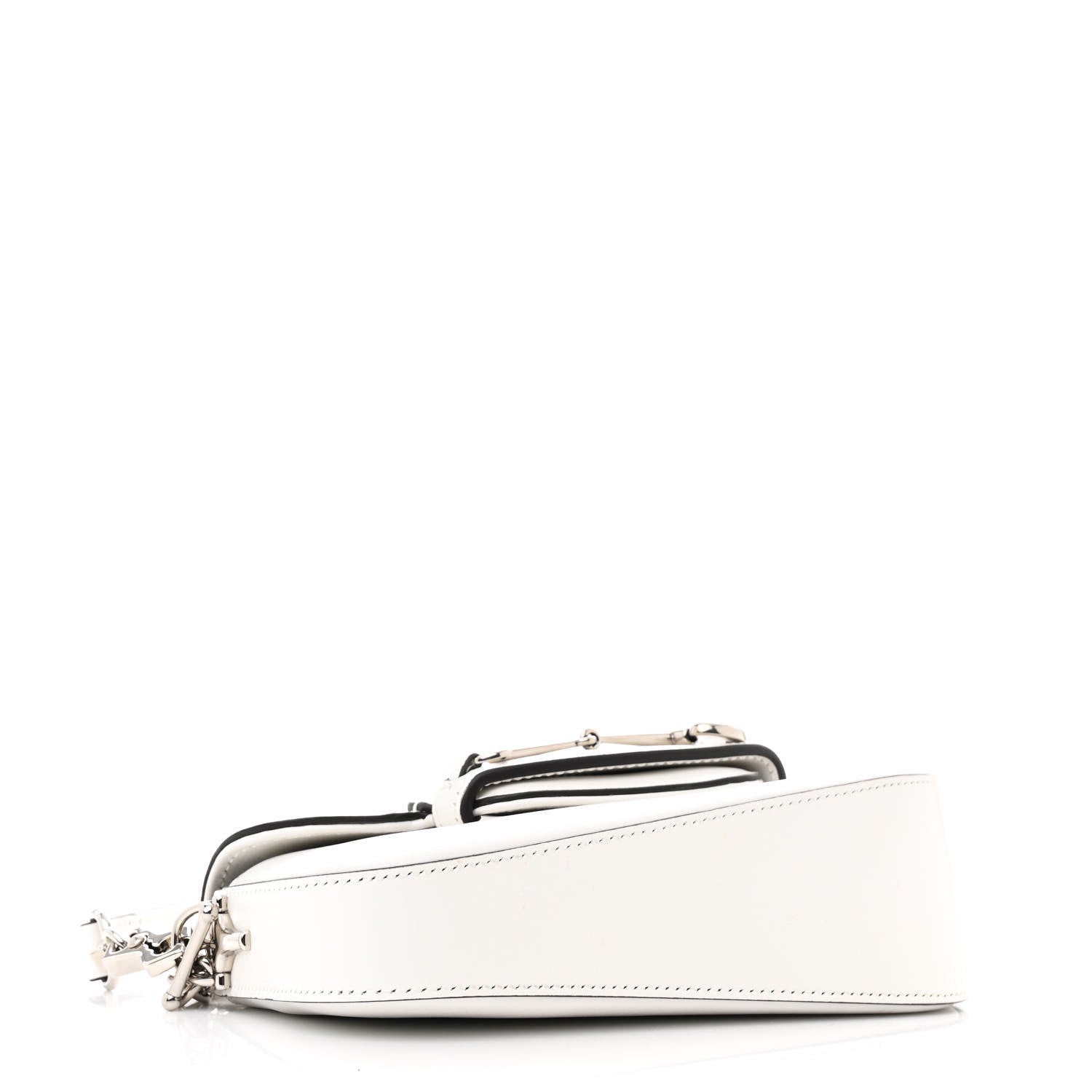 Gucci Calfskin Mini Horsebit 1955 Asymmetric Shoulder Bag White 4 of 7