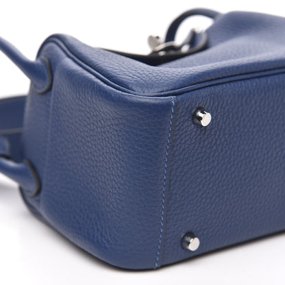 Hermes Taurillon Clemence Mini Lindy 20 Deep Bleu 7 of 9