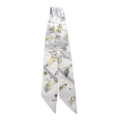 Hermes Silk Ex-Libris Les Parisiennes Twilly Gris Perle Jaune 2 of 4