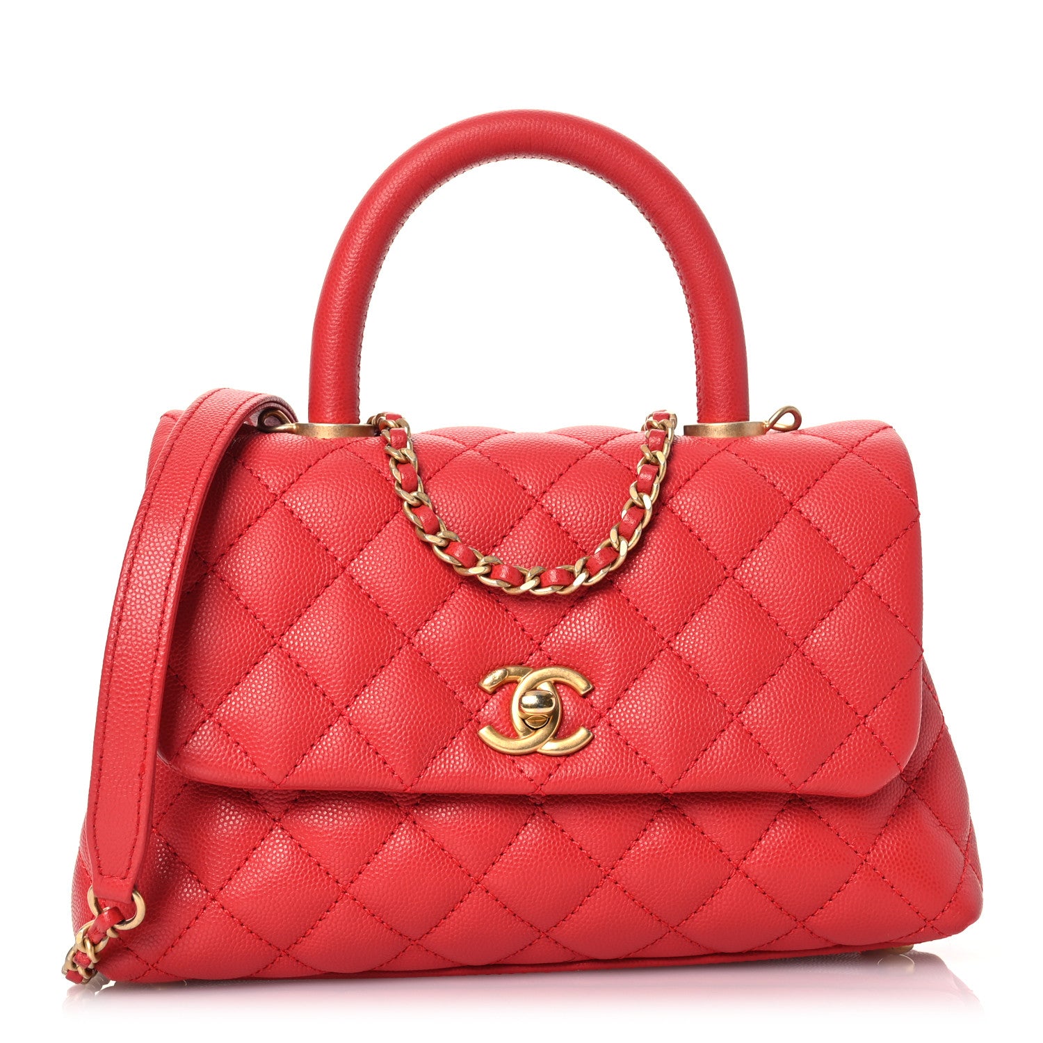 Chanel Caviar Quilted Mini Coco Handle Flap Red 1 of 15