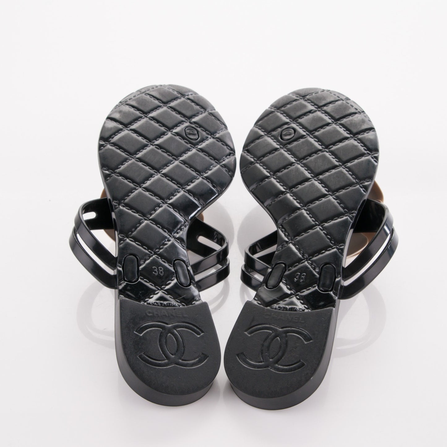Jelly Camellia Thong Sandals 38 Black Ivory