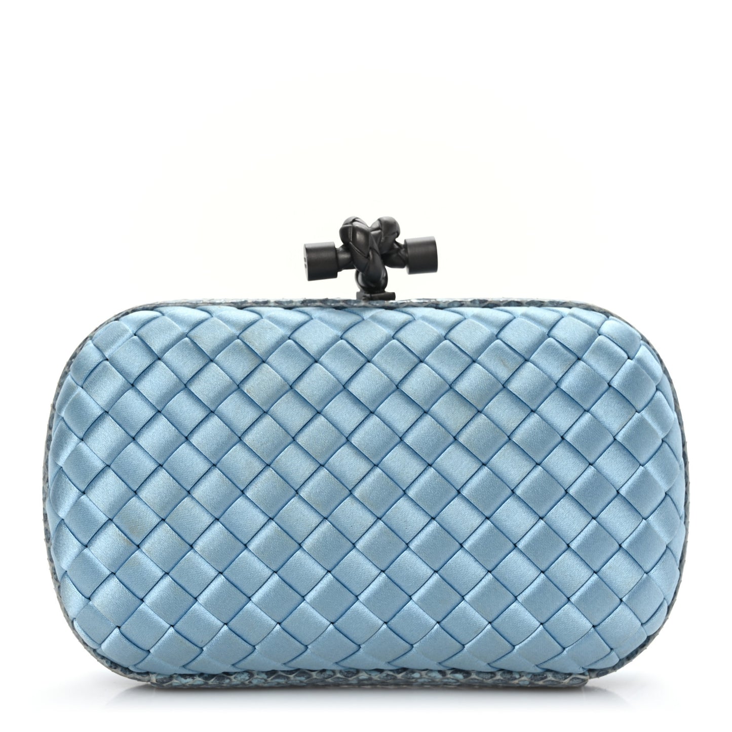 Satin Intreccio Impero Ayers Knot Clutch Ciel