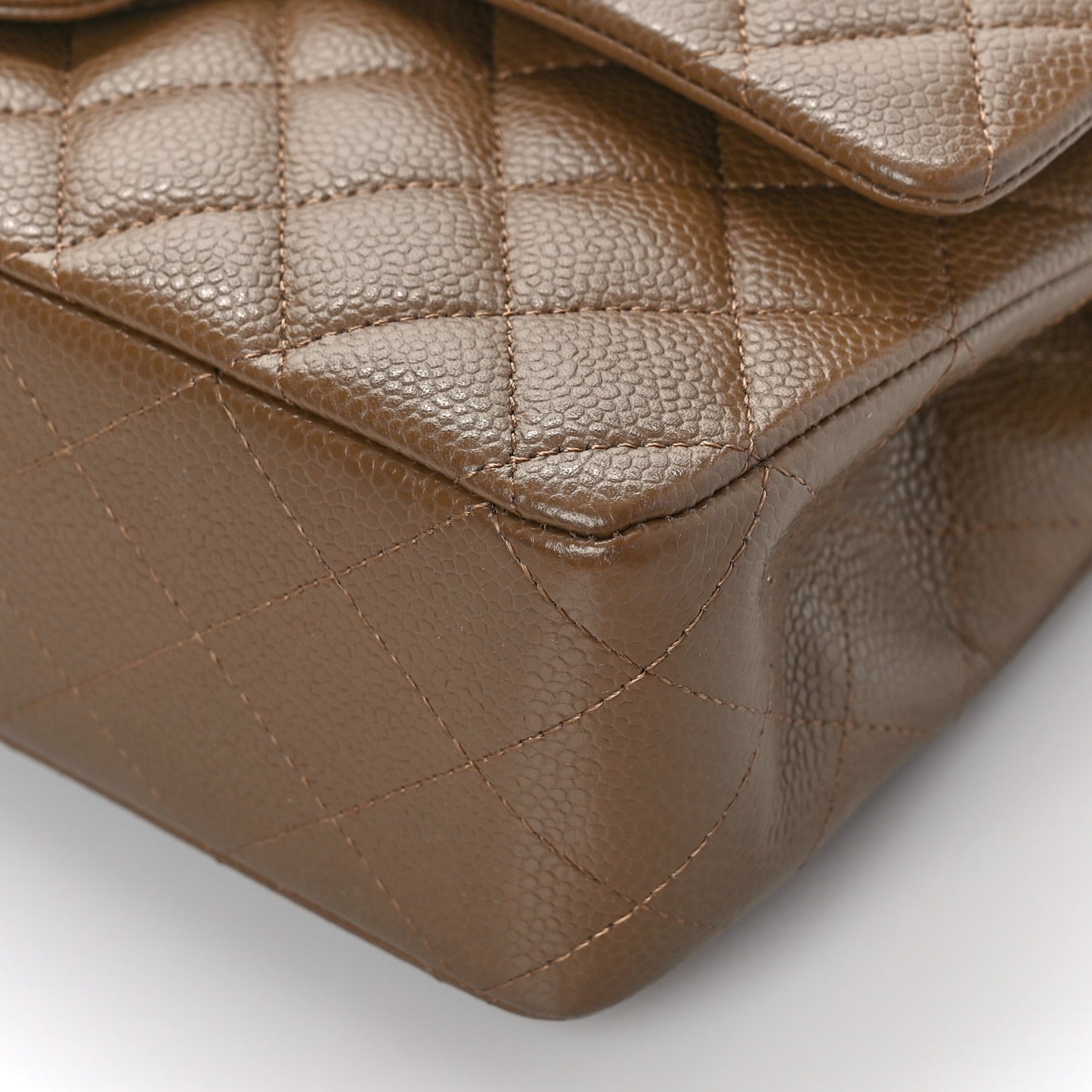 Caviar Quilted Medium Double Flap Dark Beige