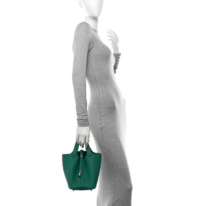 Hermes Taurillon Maurice Picotin Lock 18 PM Vert Jade 2 of 10