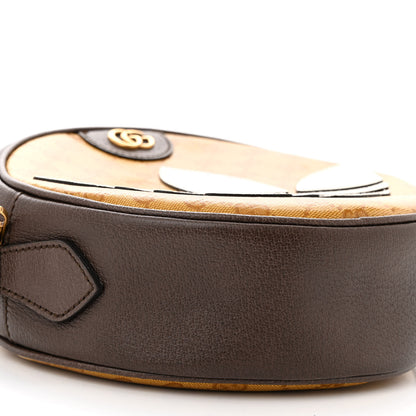 Gucci X ADIDAS Crystal Vintage Monogram Textured Dollar Calfskin Web Trefoil Small Ophidia Round Shoulder Bag Mid Natural Nut Off White New Acero 8 of 10