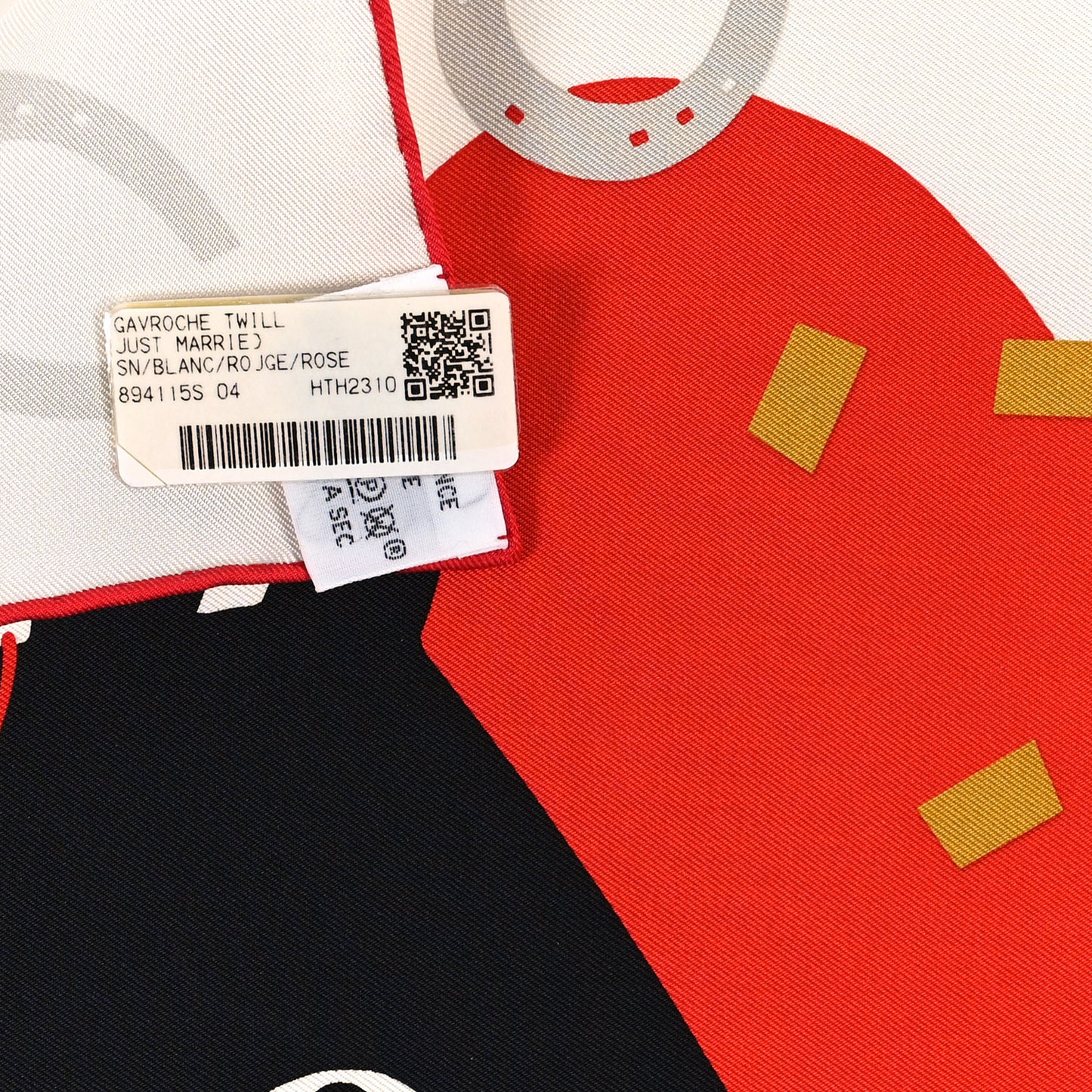 Silk Gavroche Just Married Scarf 45 White Rogue Rose