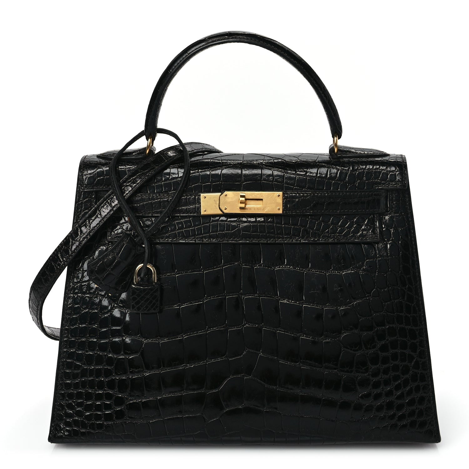 Hermes Shiny Alligator Kelly Sellier 28 Black 1 of 10