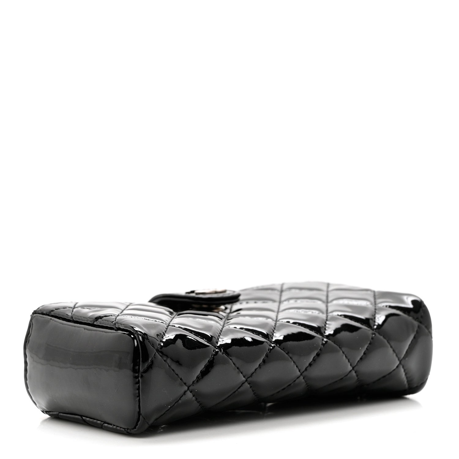 Chanel Patent Quilted Mini Phone Holder Clutch Black 4 of 8