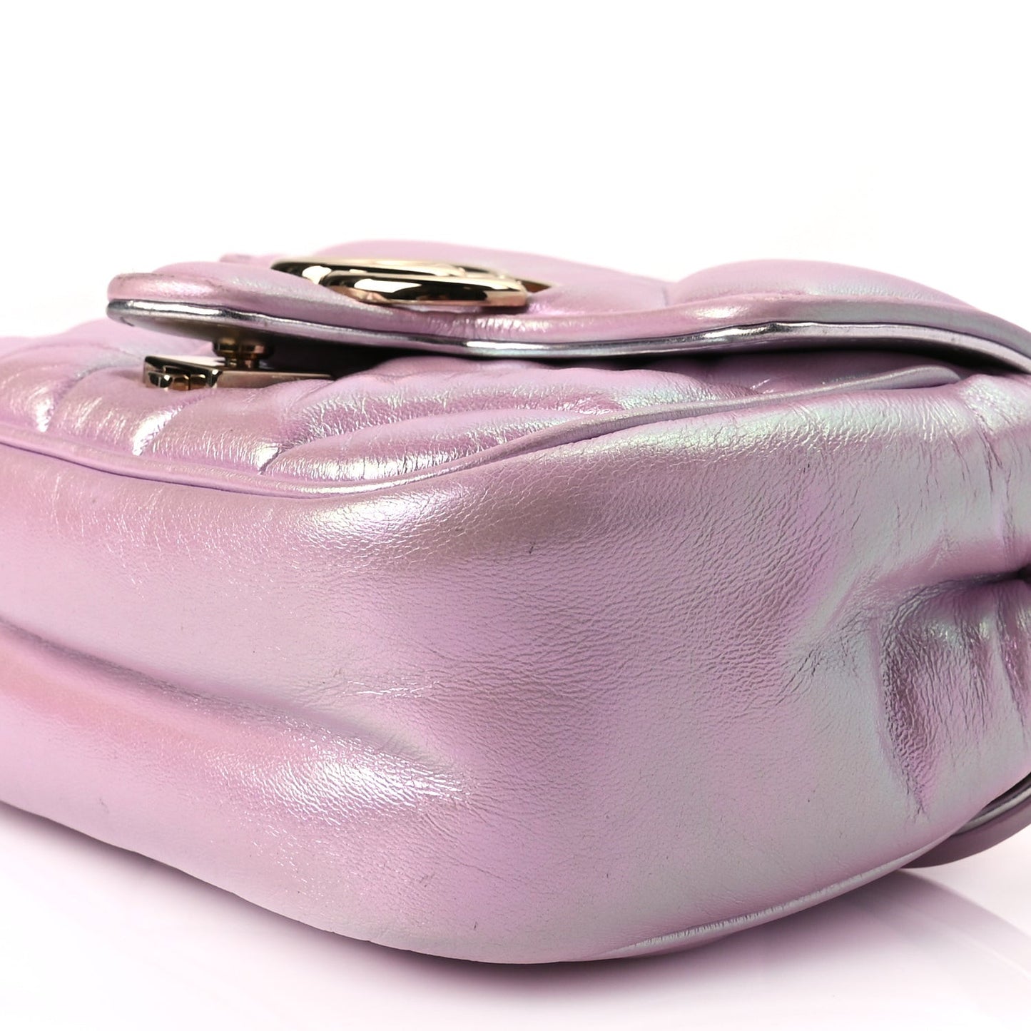 Iridescent Nappa Chevron Matelasse Mini GG Marmont Shoulder Bag Iridescent Escape Pink