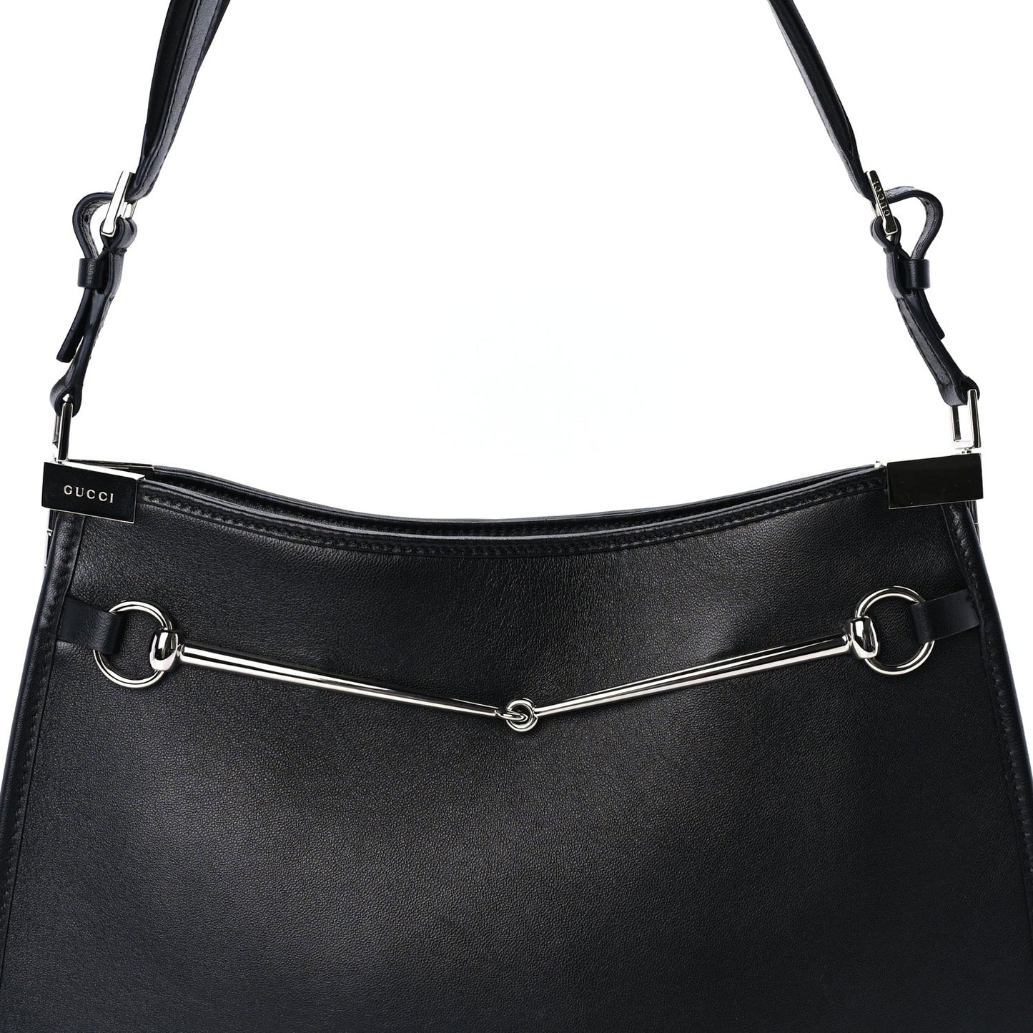 Calfskin Horsebit Slim Shoulder Bag Black
