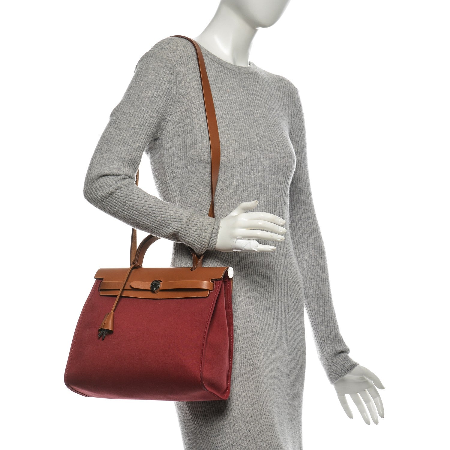 Hermes Vache Hunter Toile Herbag Zip 31 PM Rubis 2 of 13