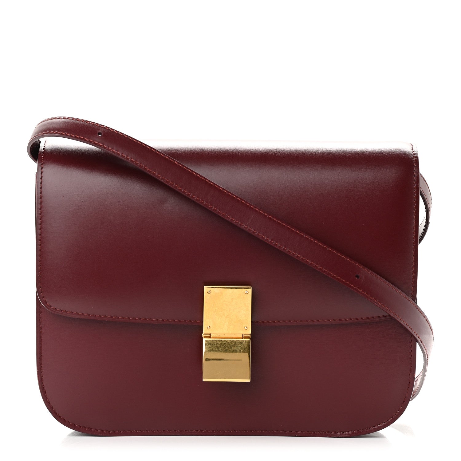 Celine Box Calfskin Medium Classic Box Flap Bag Burgundy 1 of 9