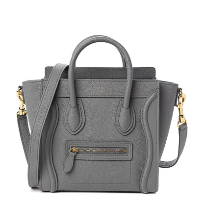 Celine Drummed Calfskin Nano Luggage Kohl 1 of 12