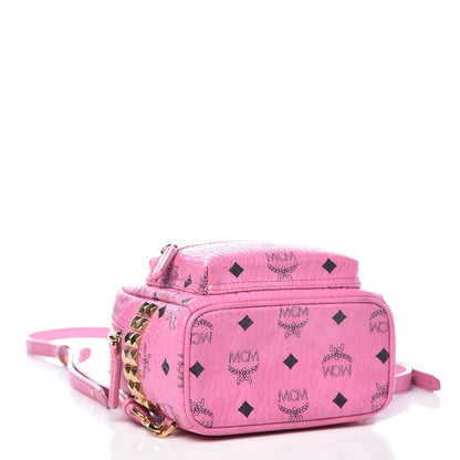 MCM Visetos Side Stud X-Mini Stark Bebe Boo Backpack Pink 4 of 7