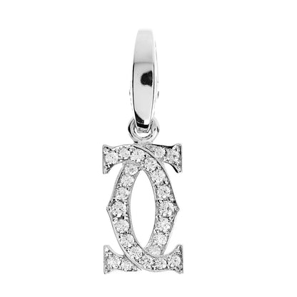 Cartier 18K White Gold Diamond Logo Charm 1 of 4