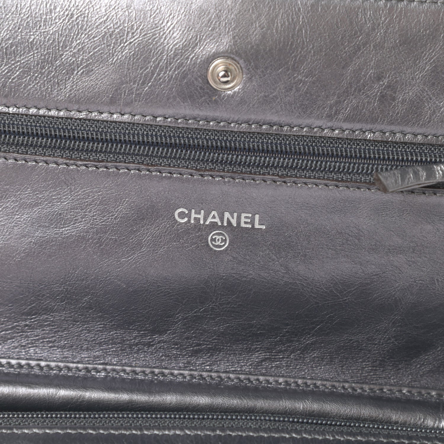 Chanel Metallic Aged Calfskin Quilted Reissue Wallet On Chain WOC Dark Silver 6 of 17