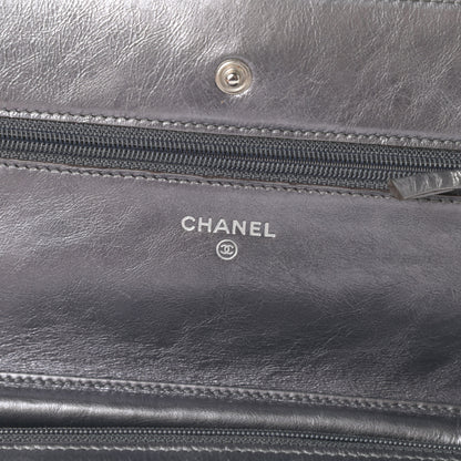 Chanel Metallic Aged Calfskin Quilted Reissue Wallet On Chain WOC Dark Silver 6 of 17