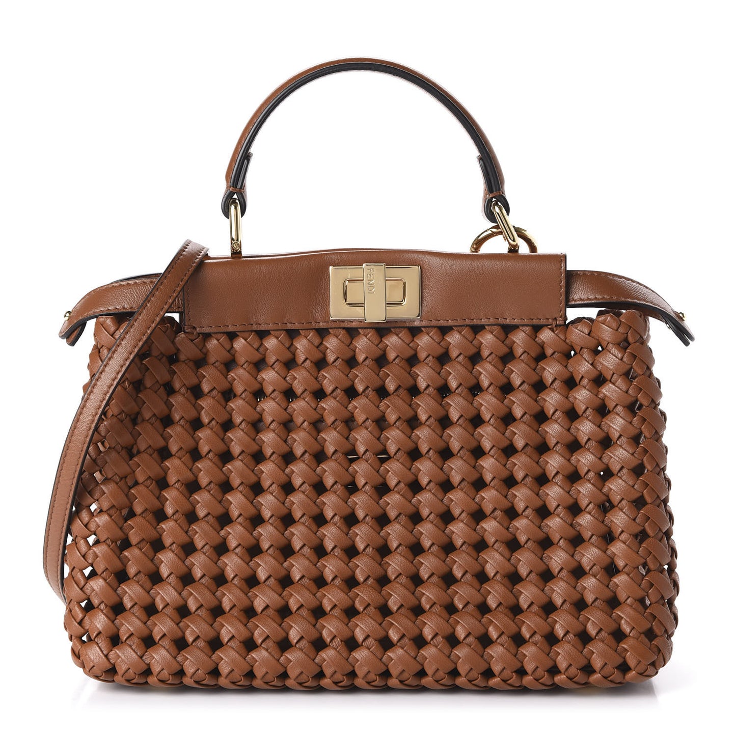 Nappa Mini Interlace Peekaboo Iconic Satchel Brown