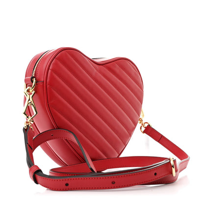 Gucci Calfskin Matelasse Diagonal Mini InterLocking G Heart Shoulder Bag Hibiscus Red 3 of 7