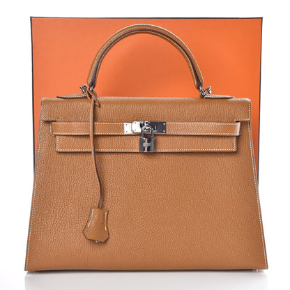 Hermes Chevre De Coromandel Kelly Sellier 32 Gold 38 of 38