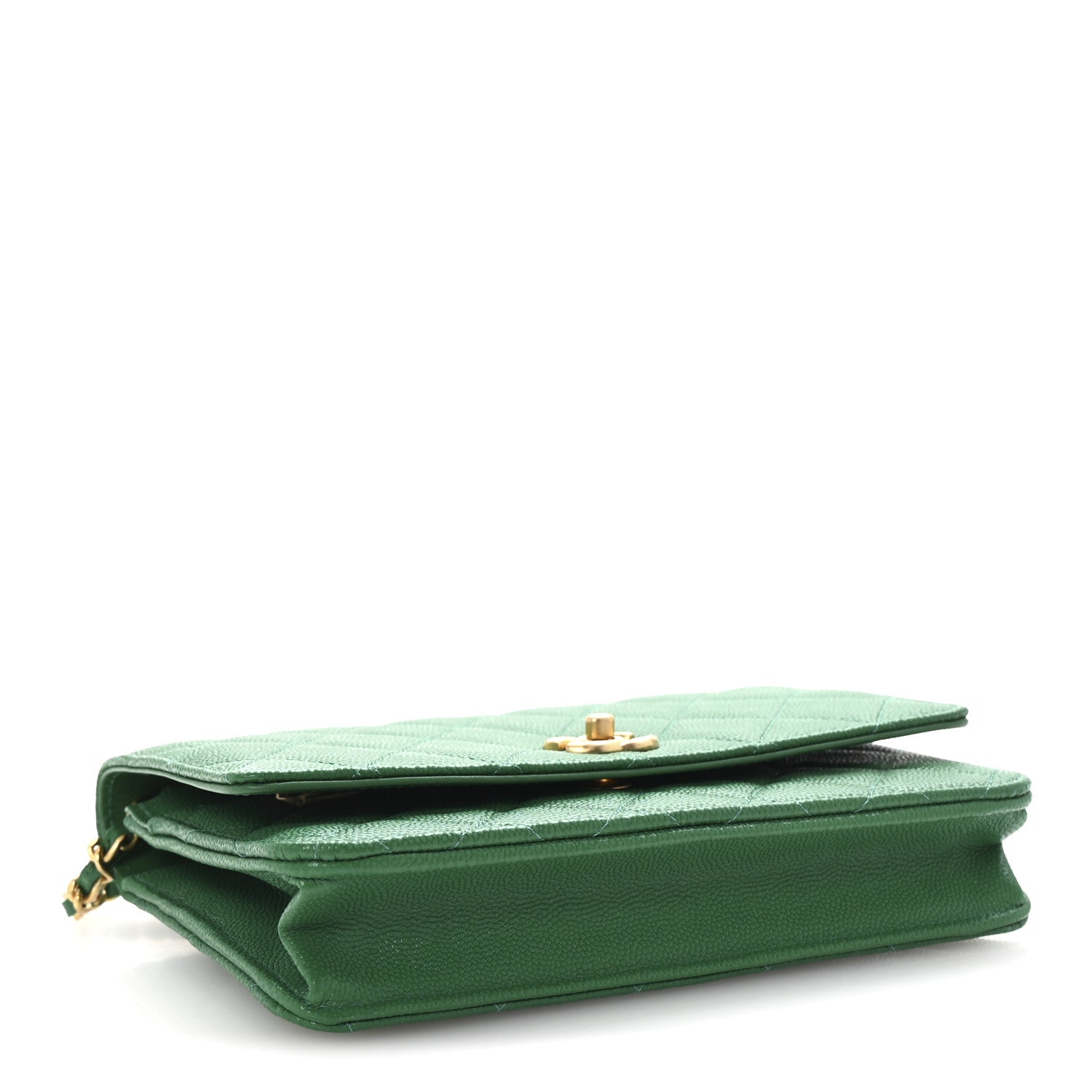 Chanel Caviar Quilted Coco Stamps Wallet On Chain WOC Green 4 of 12
