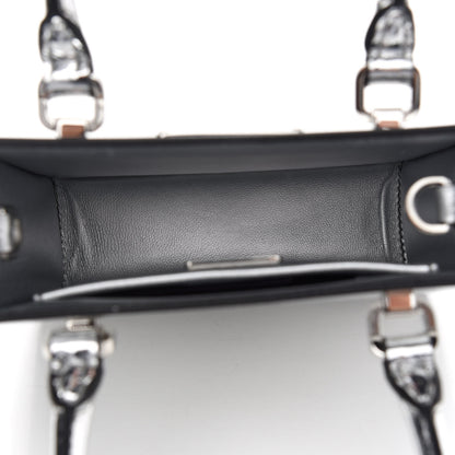 Prada Spazzolato Metal Triangle Logo Triangle Patterned Small Double Handle Crossbody Tote Argento 5 of 10