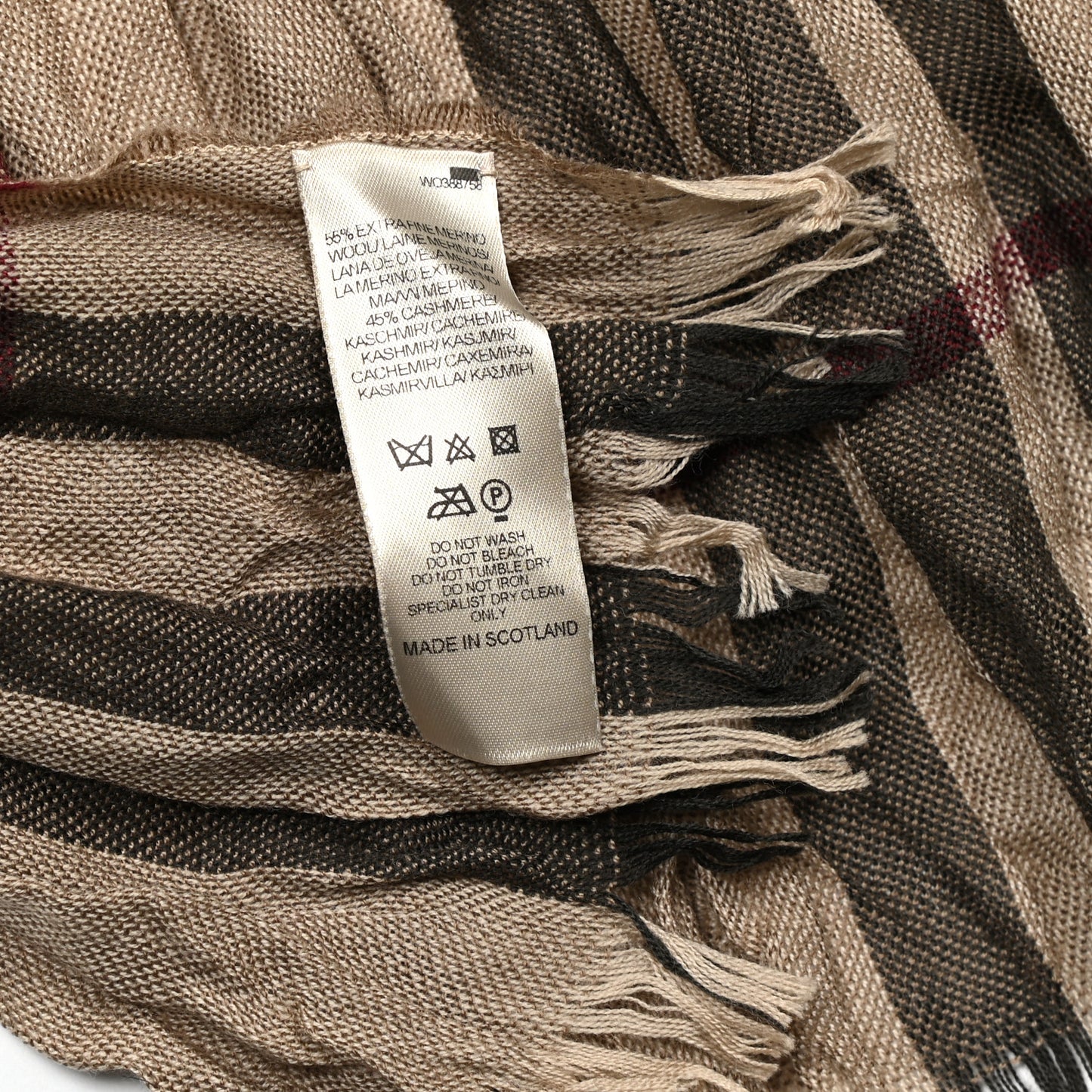 Wool Silk Giant Check Lightweight Scarf Camel