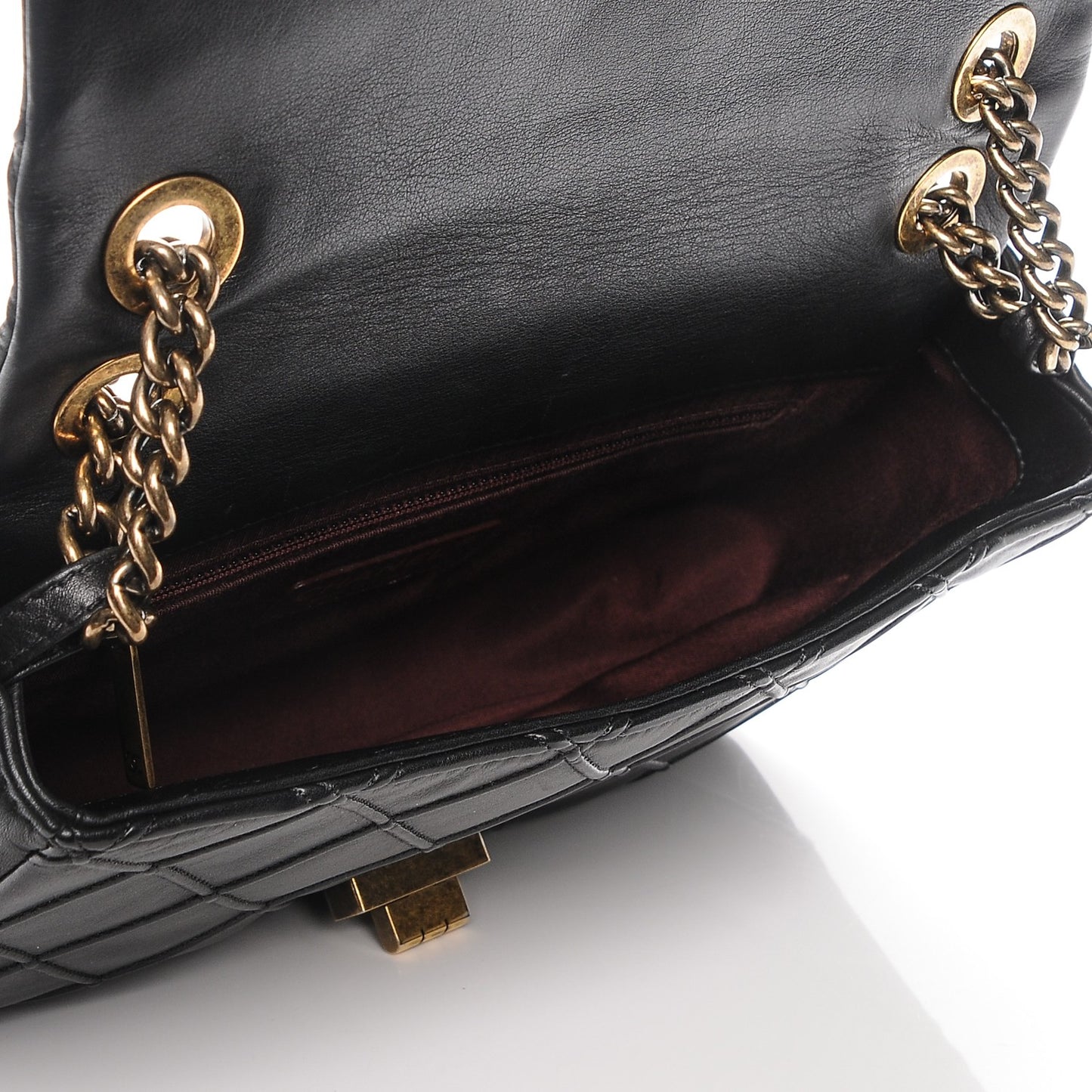 Calfskin Diamond Debossed Medium Cosmos Flap Black