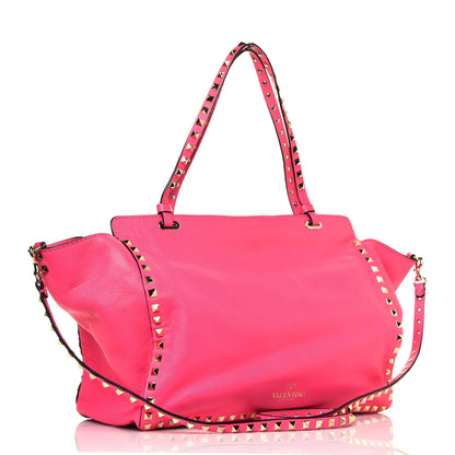 Valentino Garavani Vitello Medium Rockstud Tote Fuxia Fluo 3 of 19