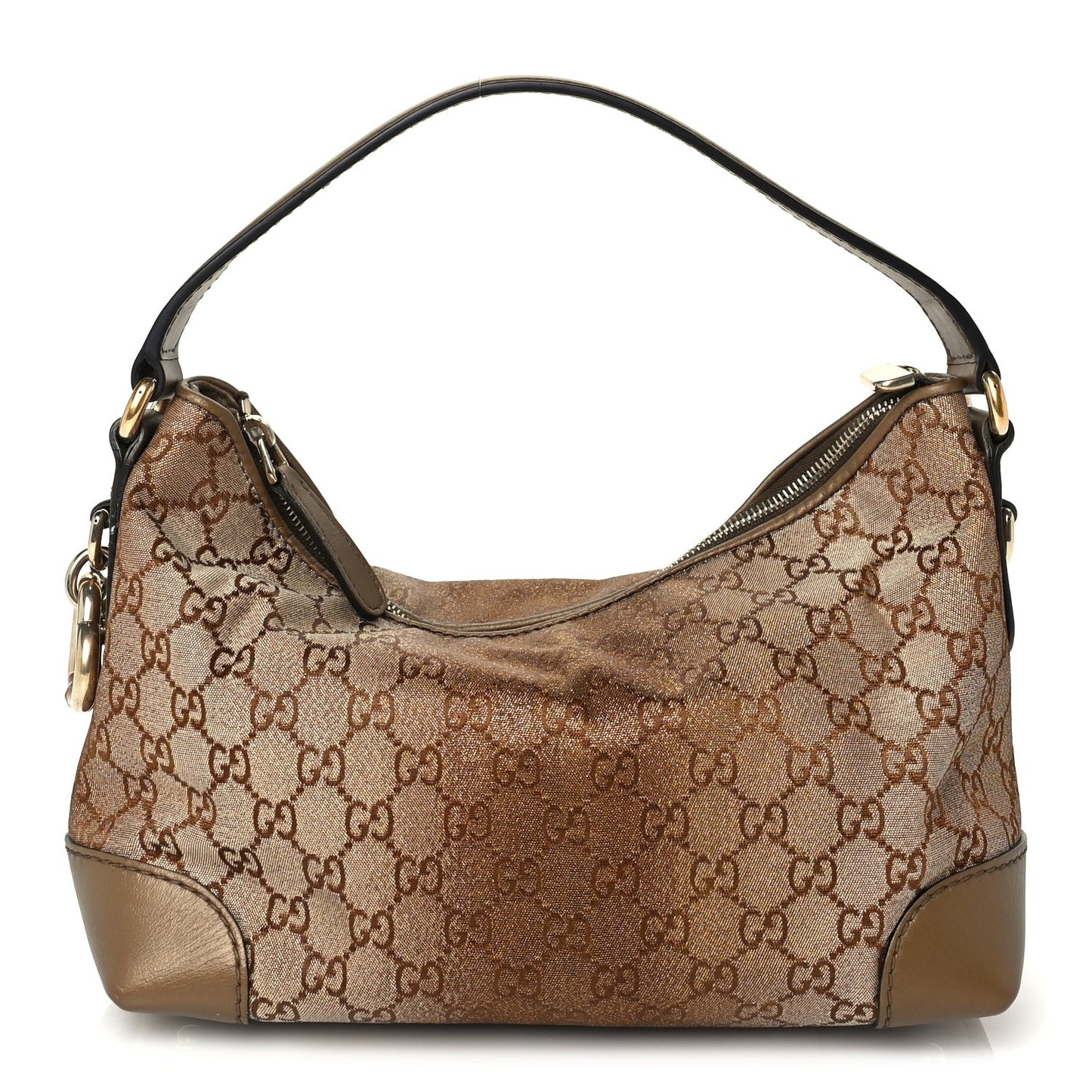 Monogram Lurex Small Heart Bit Charm Hobo Bronze