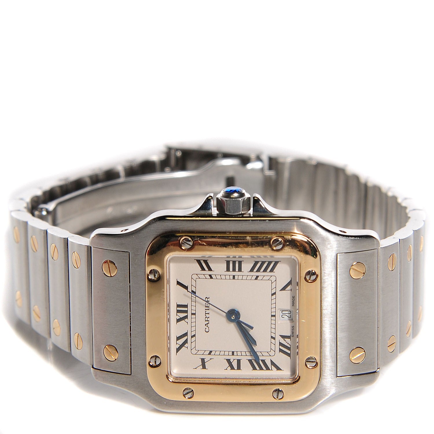 Cartier Stainless Steel 18K Yellow Gold 29mm Santos De Galbee Quartz Watch 11 of 15