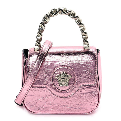 Versace Metallic Crackled Lambskin Mini La Medusa Bag Pink 1 of 8
