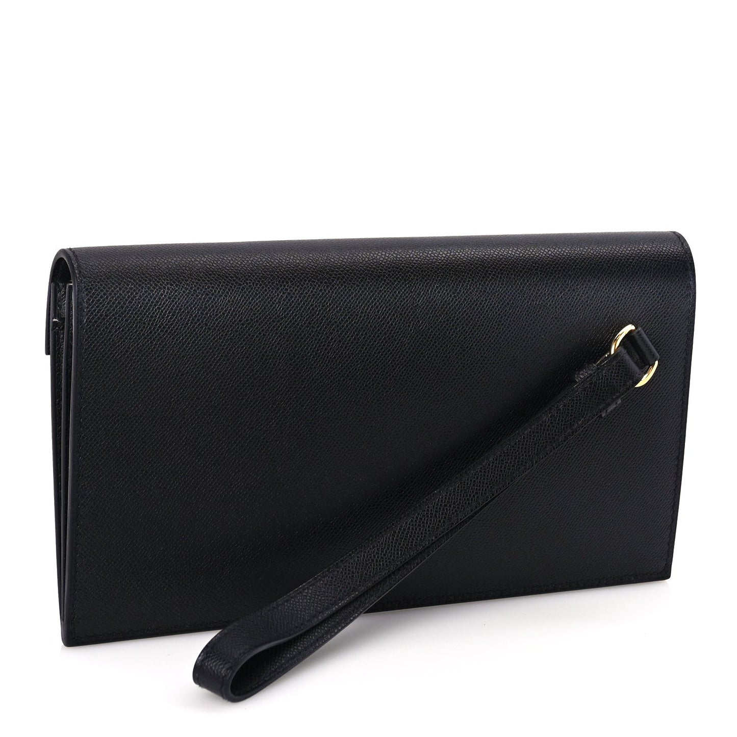 Madame Calfskin Kelly Pocket Long Wallet Black