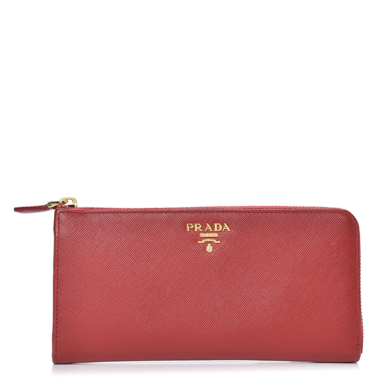Prada Saffiano Zip Around Wallet Fuoco 1 of 9