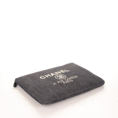 Chanel Denim Large Deauville Pouch Dark Blue 4 of 7