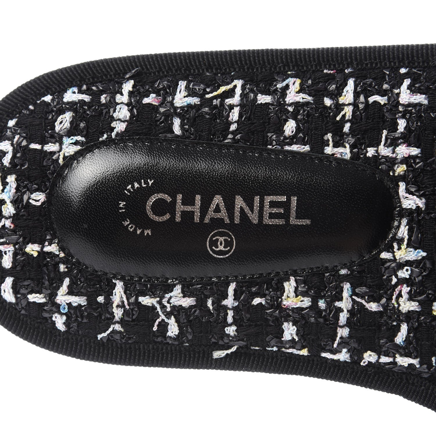 Chanel Tweed CC Flat Mules S Black 7 of 10