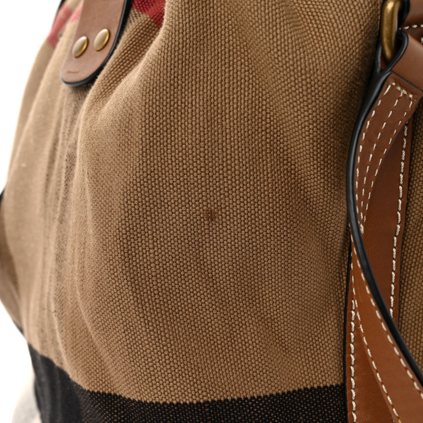 Grainy Calfskin House Check Canvas Medium Heston Crossbody Tan